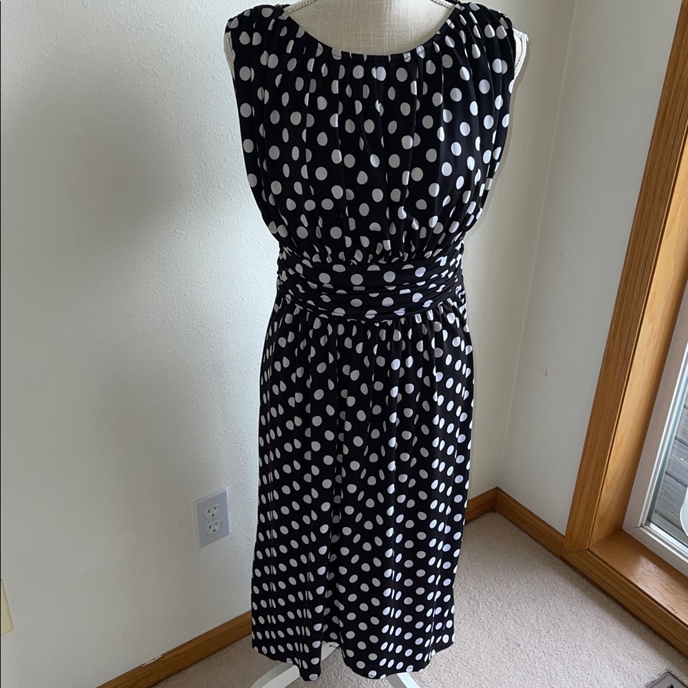 Aa Studio Black and White Polka Dot Midi Dress